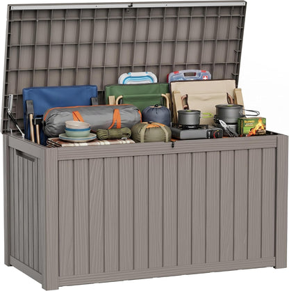 150 Gallon Waterproof Outdoor Storage Box,Resin Deck Box,Lockable Outside Storage Box Container for Patio Furniure,Garden,Tools (150 Gallon,Black)