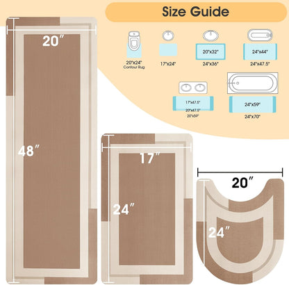 ACCUMTEK Non Slip Bath Mat, Thin Bathroom Rugs Fit Under Door, Quick Dry Bath Mats, Machine Washable Bath Rugs for Bathroom, Bathtub & Kitchen, Grey/Bordered/24 x17