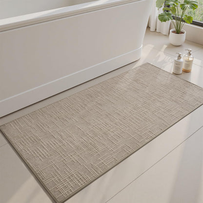 AMOAMI Bath Mat Non Slip Super Absorbent Quick Dry Bath Mats for Bathroom Floor Rubber Backing Washable Bathroom Rugs Modern Woven Jacquard Mat, Beside Tub Bath Rugs, 17" x 24", LightGrey