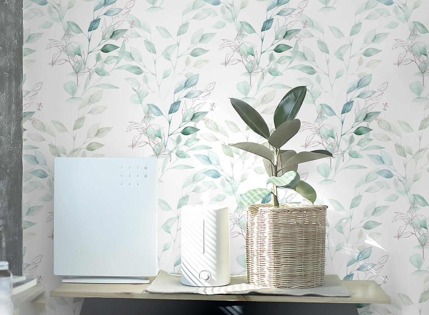HeloHo Peel and Stick Wallpaper Blue Floral Leaf Wall Paper Self Adhesive Removable Thicken Waterproof Contact Paper for Bathroom Bedroom Living Room Decor Renter Friendly Wallpaper 15.35" X 78.7"