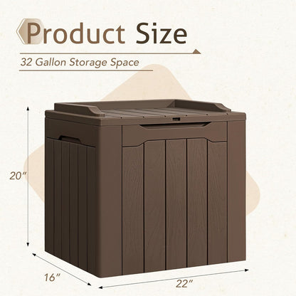 Flamaker Outdoor Storage Box 80 Gallon Resin Waterproof Deck Box Delivery Box with Wood Texture Large Storage Bin for Patio Cushions, (Grey)