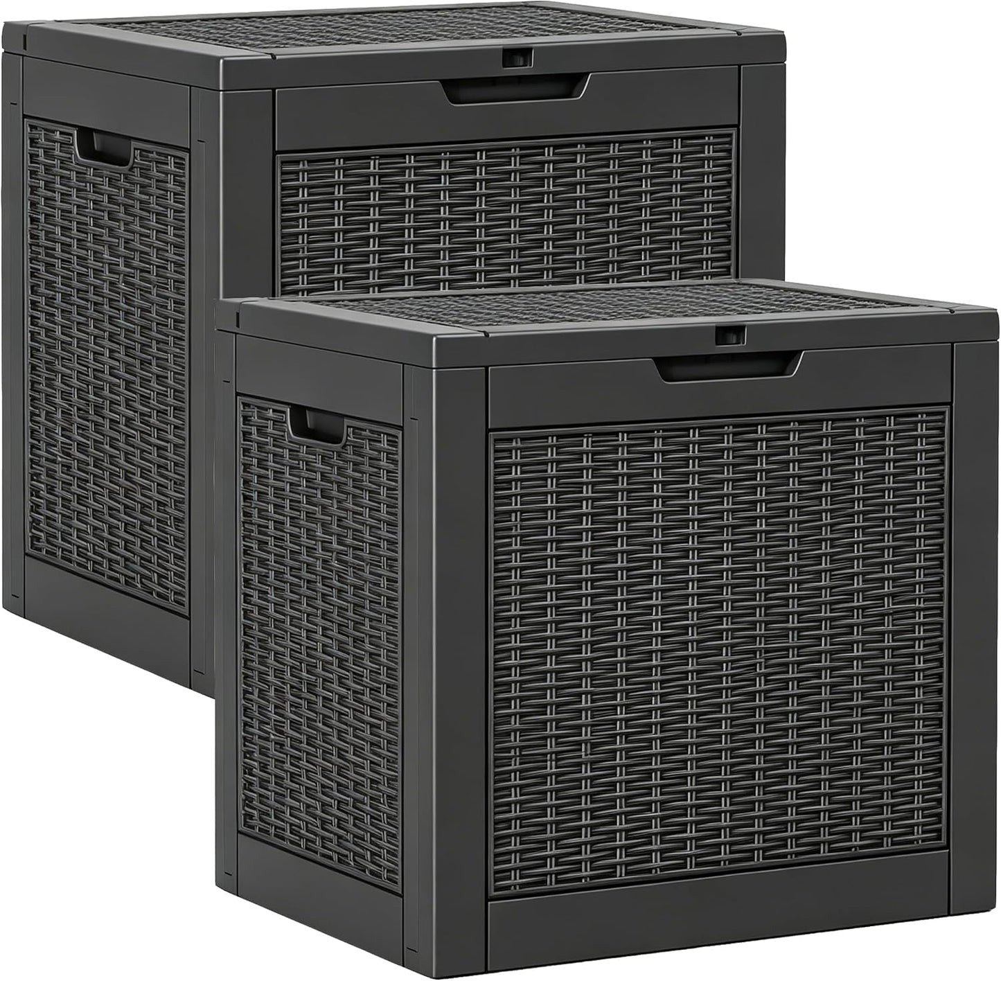 Outdoor Storage Box, Resin Deck Boxes Indoor and outdoor, Waterproof Storage Box Lockable Lid (Black, 85 Gallon)