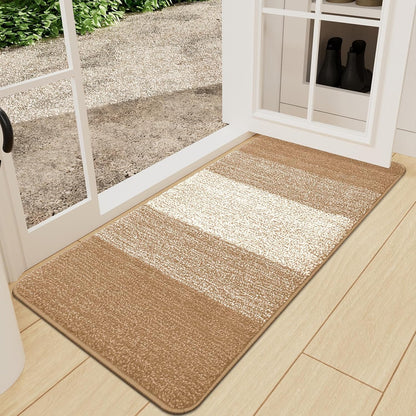 Kitinjoy Indoor Outdoor Door Mat, 32x20 Non-Slip Absorbent Dirt Trapper, Low-Profile Washable Inside Entrance Front Floor Mat, Sturdy Soft Entry Doormats for Entryway, Grey