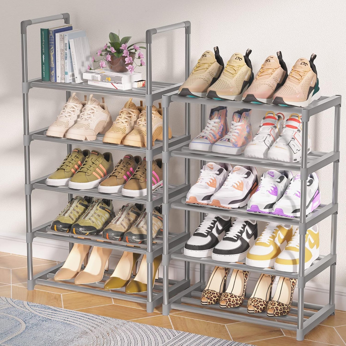 OYREL Sturdy Metal Organizer for Narrow Closets, Shoe Shelf Stand