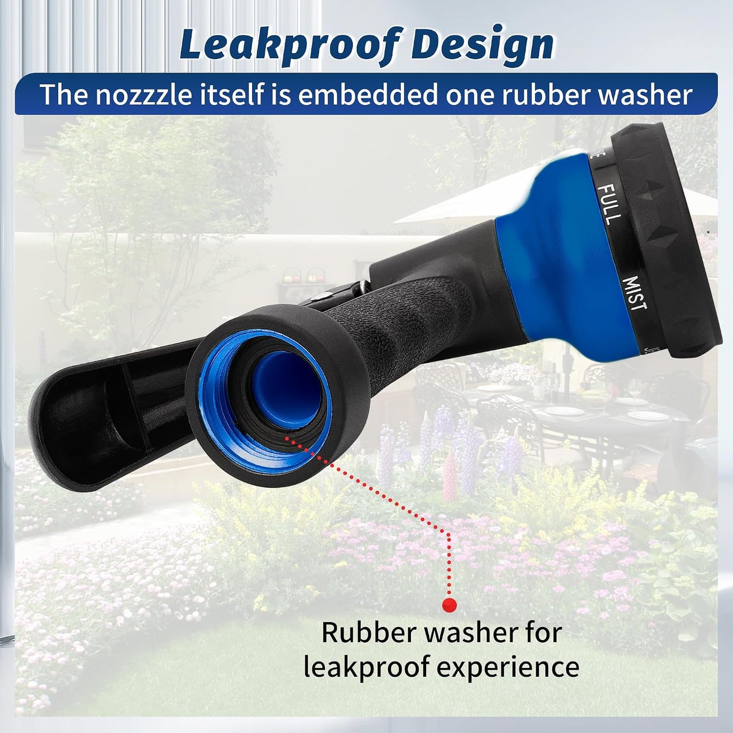 AUTOMAN Garden Hose Nozzle - 2 Pack, 100% Metal High Pressure Spray Nozzle, Labor-Saving Design, Heavy Duty for Garden Watering, Car Washing, Window Cleaning, Pets Bathing
