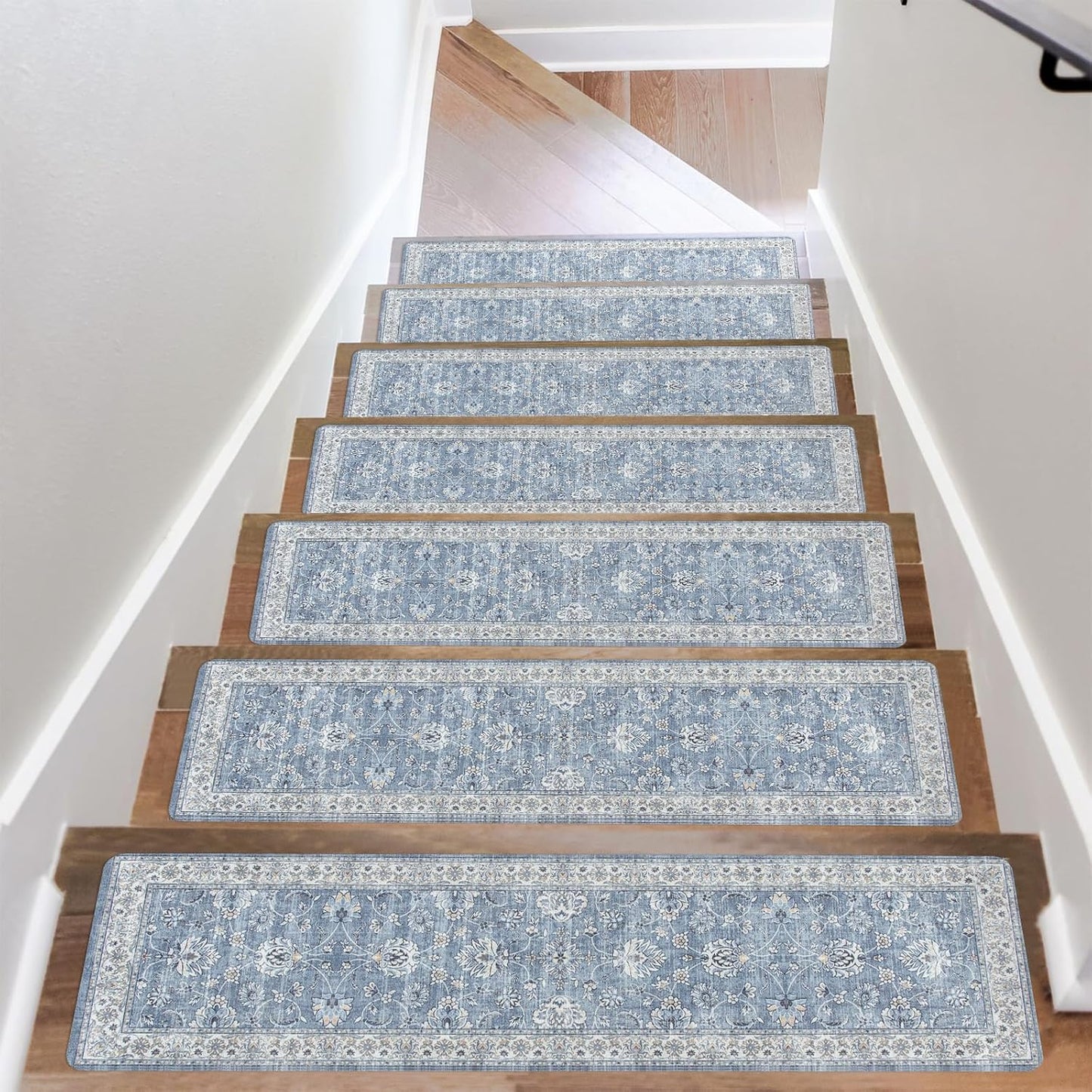 OJIA Extra Non-Slip Stair Treads for Wooden Steps 15PCS, 30"X8" Rubber Indoor Stair Runner Slip Resistant Stair Rugs Safety Mats for Dogs, Kids & Elders, Stairway Grip Step Treads, Gray
