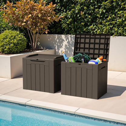 Greesum 31 Gallon Resin Deck Box All Weather Outdoor Storage Boxes for Patio Furniture Set,Outdoor Toys,Garden Tools,Black