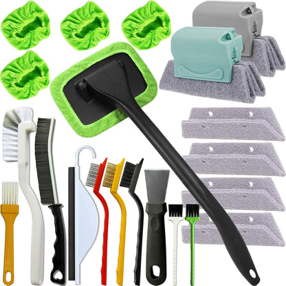 21Pcs Small Cleaning Brush for Car Glass & Gap Crevice Cleaning - Window/Door Tracks, Bathroom Sink, Mirrors, Window Sills, Sliding Doors, Shower Door Tracks