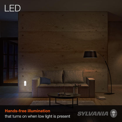 LEDVANCE Sylvania LED Mini Automatic Plug-in Night Light with Sensor, Motion Activated, Dusk to Dawn, Warm White, Plug-in Type - 1 Pack (64988)