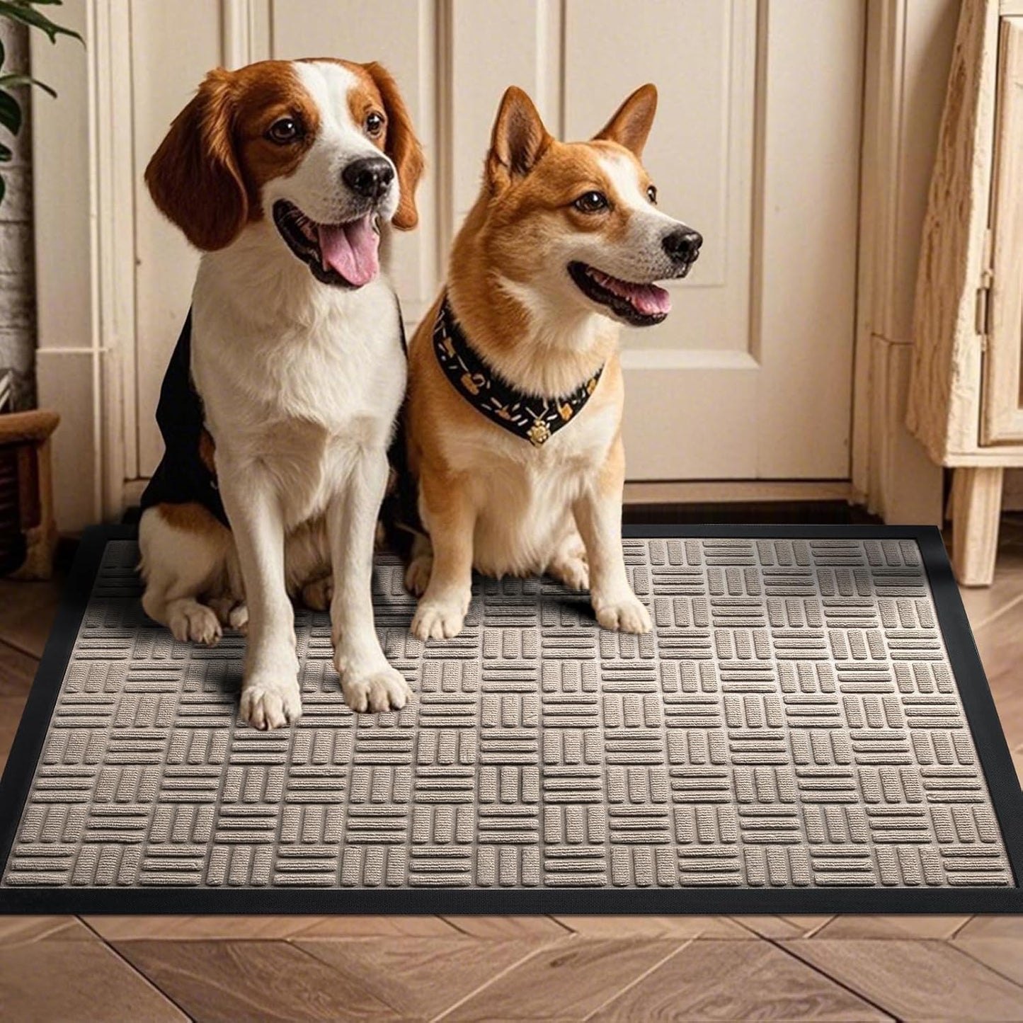 Mibao Front Door Mat, Heavy Duty Durable Welcome Mat for Outdoor Indoor, Dirt Trapper Waterproof Super Absorbent Door Mat for Entryway Outside Patio Porch, 29.5" x 17", Grey