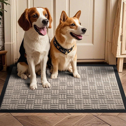 Mibao Front Door Mat, Heavy Duty Durable Welcome Mat for Outdoor Indoor, Dirt Trapper Waterproof Super Absorbent Door Mat for Entryway Outside Patio Porch, 29.5" x 17", Grey
