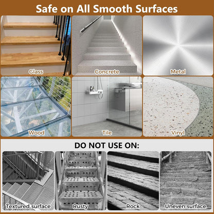 10 Pack 6” x 30” Anti Slip Traction Treads with Glow in The Dark Stripe, Outdoor Waterproof Non Skid Pre-Cut Tape with Roller, High Traction Friction Abrasive Adhesive for Stairs Step