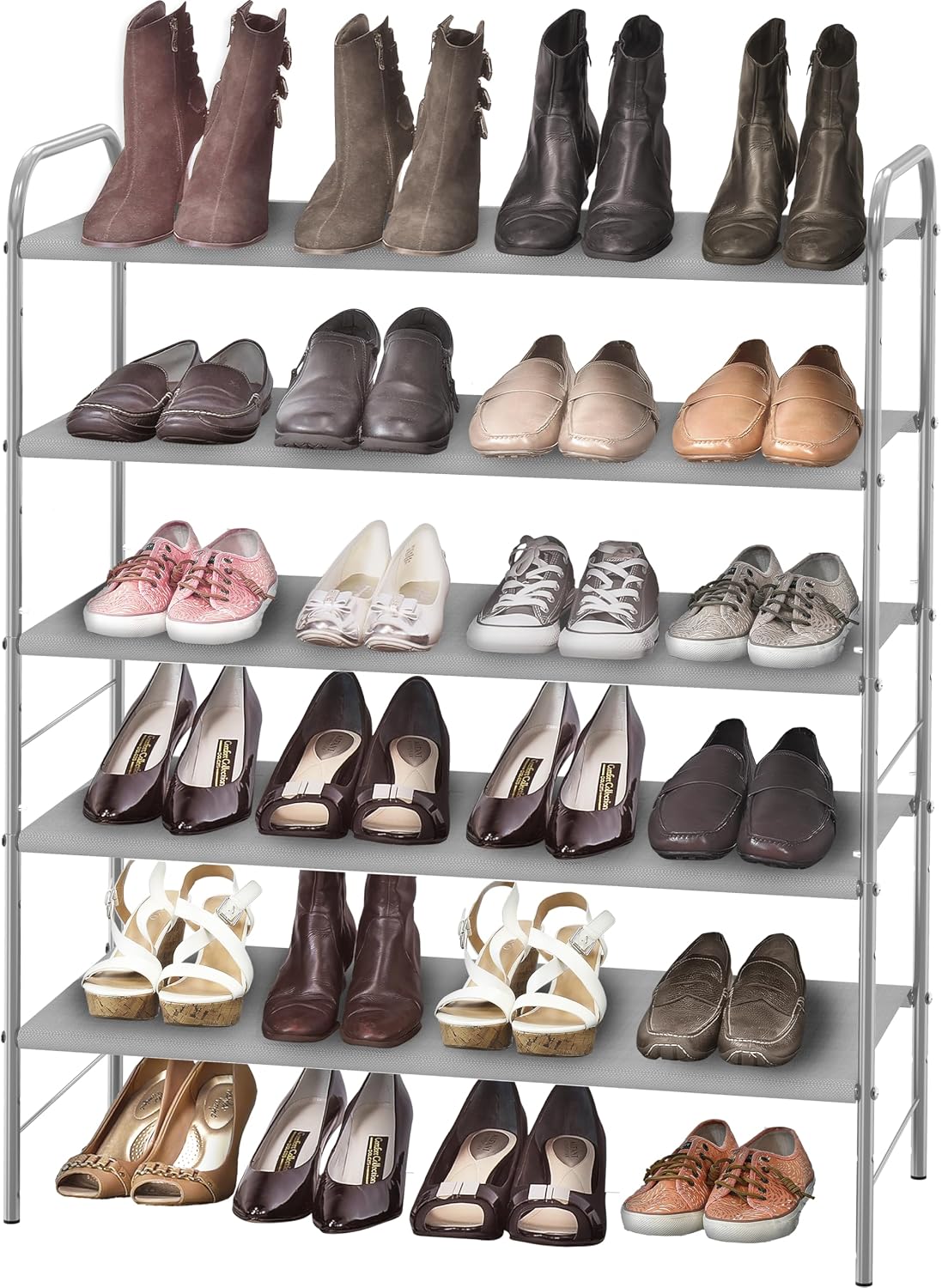 Simple Houseware 3-Tier Shoe Rack Storage Organizer, Grey – Space-Saving Shoe Shelf, Holds 9–16 Pairs, Sturdy Metal Frame, Easy Assembly – Closet, Entryway, Bedroom Shoe Storage Solution