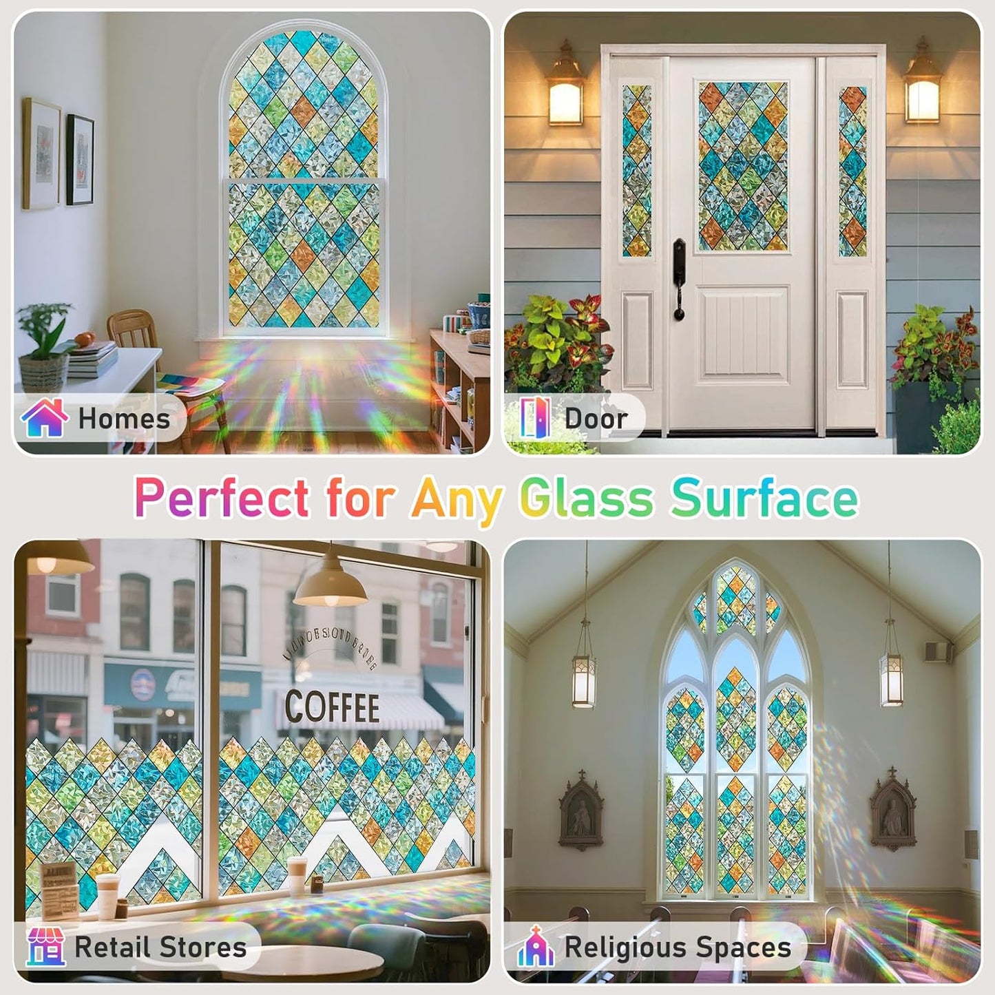 SUNBABY Reeded Glass Window Privacy Film, Frosted Glass Window Film for Bathroom & Front Door, Static Cling Decorative 3D Window Stickers Day and Night Privacy Sun Heat Blocking (17.5 x 78.7 Inch)