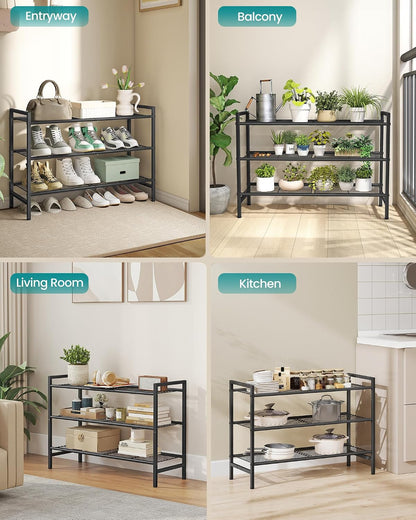 SONGMICS Metal Shoe Rack, Free Standing Shoe Organizer for Entryway Closet Garage Small Spaces, Heavy-Duty Slim Steel Storage Shelf, 8-Tier, Fits 16-24 Pairs, Bronze ULMR028A01