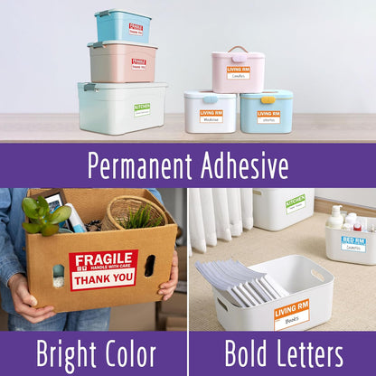 160 PCS Moving Labels, 8 Color-Coded Self-Adhesive Rectangular Stickers for Boxes, Large Home Moving Blank Packing Labels for Cartons, Storage Bins, Office Uses (6” x 4”)