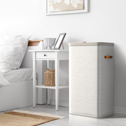 Sorbus Laundry Hamper with Lid - Collapsible 3-Compartment Fabric Laundry Basket with Handles and Removable Laundry Bag – 50 Gallon (190 L) Dirty Clothes Hamper for Bedroom, bathroom and dorm (Beige)