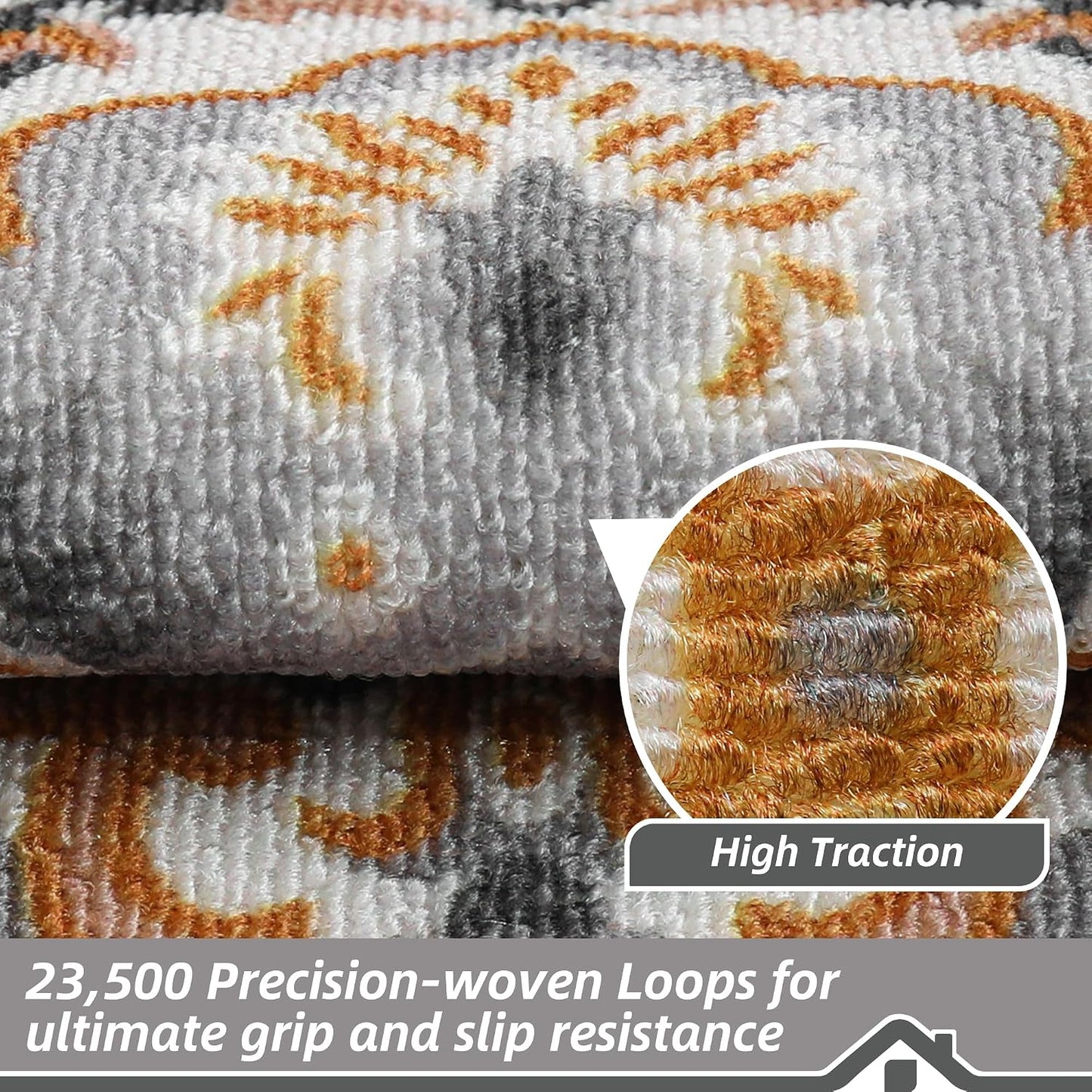 BEQHAUSE Stair Treads for Wooden Steps Non-Slip Machine Washable Carpet Stair Treads 8"X30" Soft Indoor Stair Runner for Kids Elders and Pets, 100% Polyester, TPE Backing, 15pcs, Grey/Orange