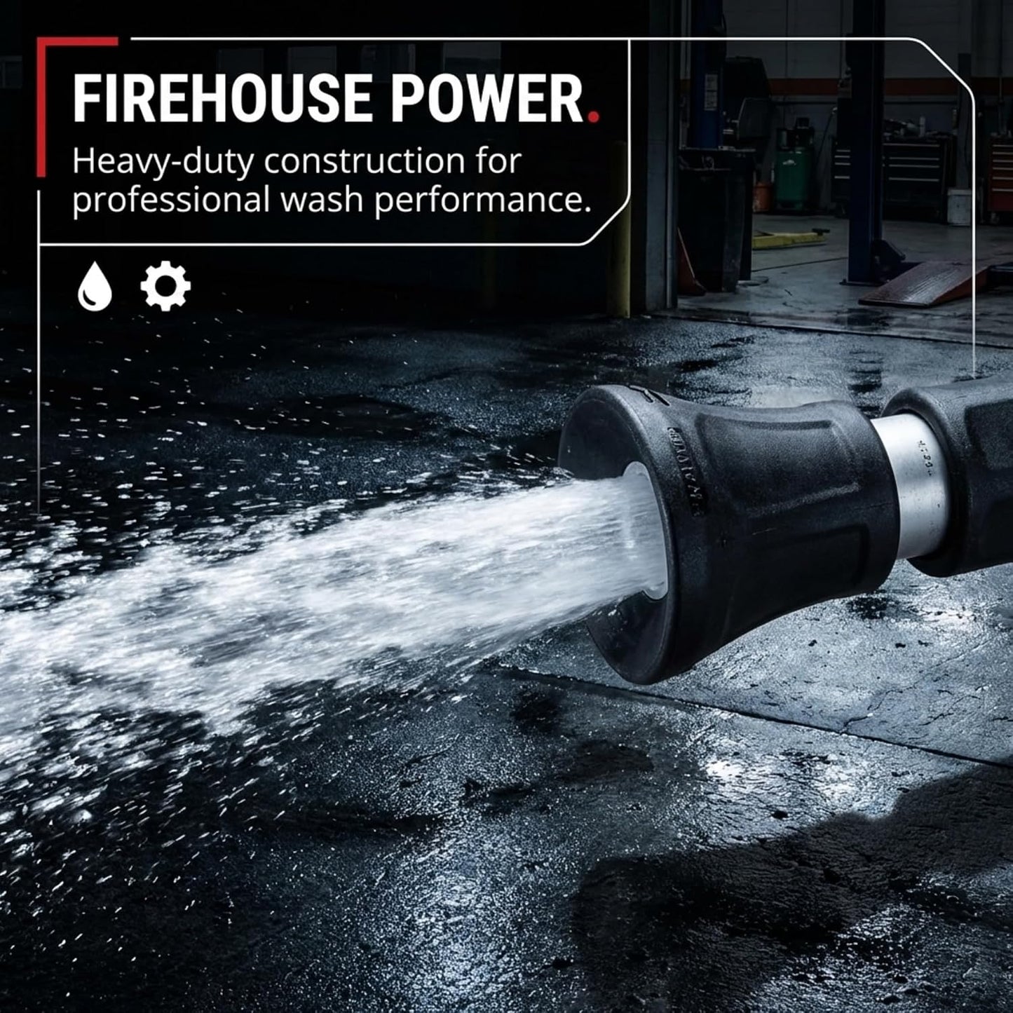 Hi-Tech Industries Power Flow Fireman Style Nozzle SP-020N – Heavy Duty Adjustable Garden Hose Spray Nozzle with Comfort Grip, Leakproof Design