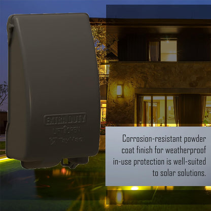 TayMac MX4280S 1-Gang Extra Duty In-Use Cover, Weatherproof Metal Low Profile 8-in-1, 3.5 in. Deep, Vertical, Gray