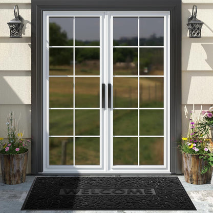 Yimobra Welcome Mat Outdoor 29.5x17, Waterproof Non-Slip Outdoor Mats for Front Door Outside Entrance, Low-Profile Entryway Mat Indoor for Garage Patio, Black