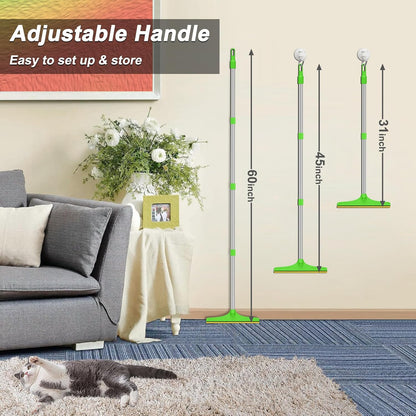 B-Land Carpet Rake for Pet Hair Removal, Reusable Pet Hair Remover with 60” Adjustable Long Handle, Carpet Scraper Broom Dog Cat Hair Remover Tool Fur Sweeper for Rugs, Mats