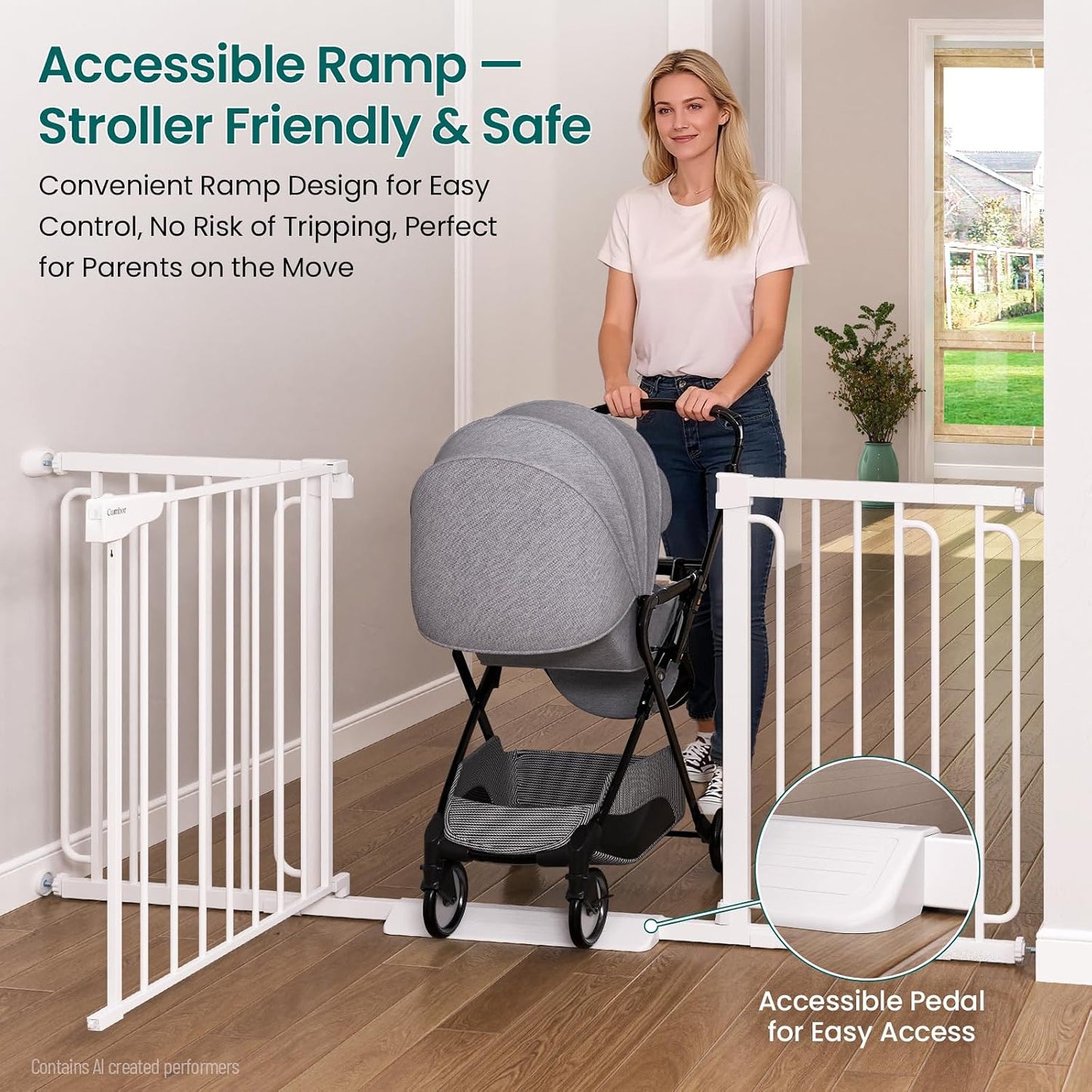 Cumbor 30-46" Baby Gate for Stairs, Mom's Choice Awards Winner-Auto Close Dog Gate for The House, Gifts for Mom, Easy Install Pressure Mounted Pet Gates for Doorways, Black