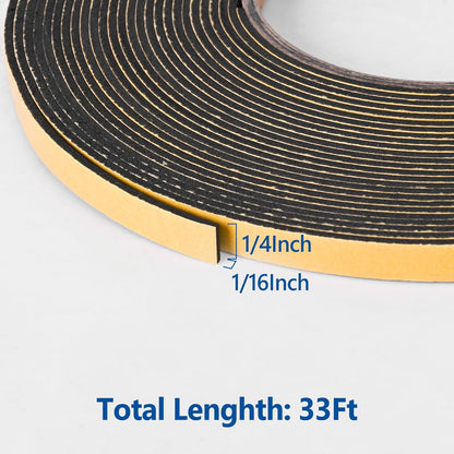 Kikerike Self Adhesive Foam Tape Weatherstrip 1/2In x 1/4In x 16.5Ft High Density Foam Insulation Strips Seal Weather Stripping with Strong Adhesive for Door and Window Sound Isolation Soundproofing