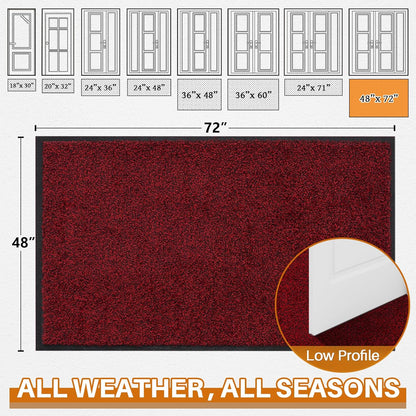 Mibao Front Door Mat, Dirt Trapper Welcome Mat for Outdoor Indoor, Non-Slip Waterproof Doormat, Durable Machine Washable Low Profile Entry Rug for Back Door Outside Patio Porch, 29.5" x 17", Grey