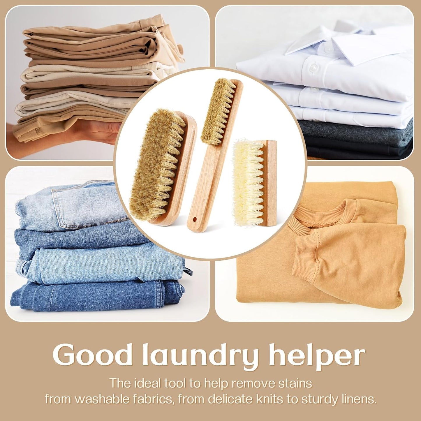 3 Pcs Wood Laundry Stain Brush Stain Remover Brushes with Boar Bristle Small Stain Brush for Clothes for Scrubbing Stains from Furniture Fabric Leather(3 Pcs C)