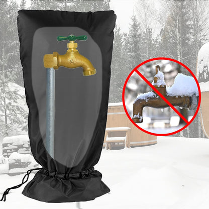 3M Thinsulate Outdoor Faucet Cover for Winter Sprinkle Freeze Protection, Reusable Tape Opening String Tying System, Waterproof Insulated Spigot Cover Faucet Sock for Outdoor Faucet - Black 13” x 25"