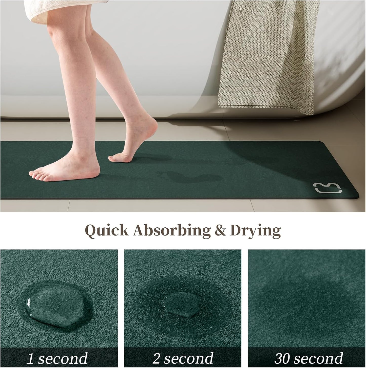 Diatomaceous Earth Bath Mat Rugs Super Absorbent Diatomite Stone Bath Mat Non Slip Quick Dry Thin Bathroom Mat Fit Under Door, Floor Rugs in Front of Bathtub, Shower Room, Sink,15.7"x23.6", Grey