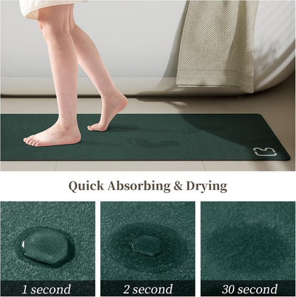 Diatomaceous Earth Bath Mat Rugs Super Absorbent Diatomite Stone Bath Mat Non Slip Quick Dry Thin Bathroom Mat Fit Under Door, Floor Rugs in Front of Bathtub, Shower Room, Sink,15.7"x23.6", Grey