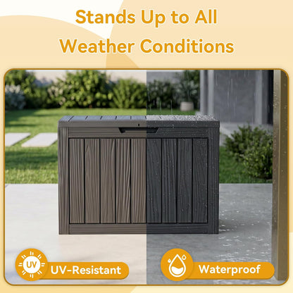 50 Gallon Outdoor & Indoor Deck Storage Box, Waterproof Lockable Patio Storage Container for Gardening Tools, Picnic Supplies, Easy to Assemble, Black