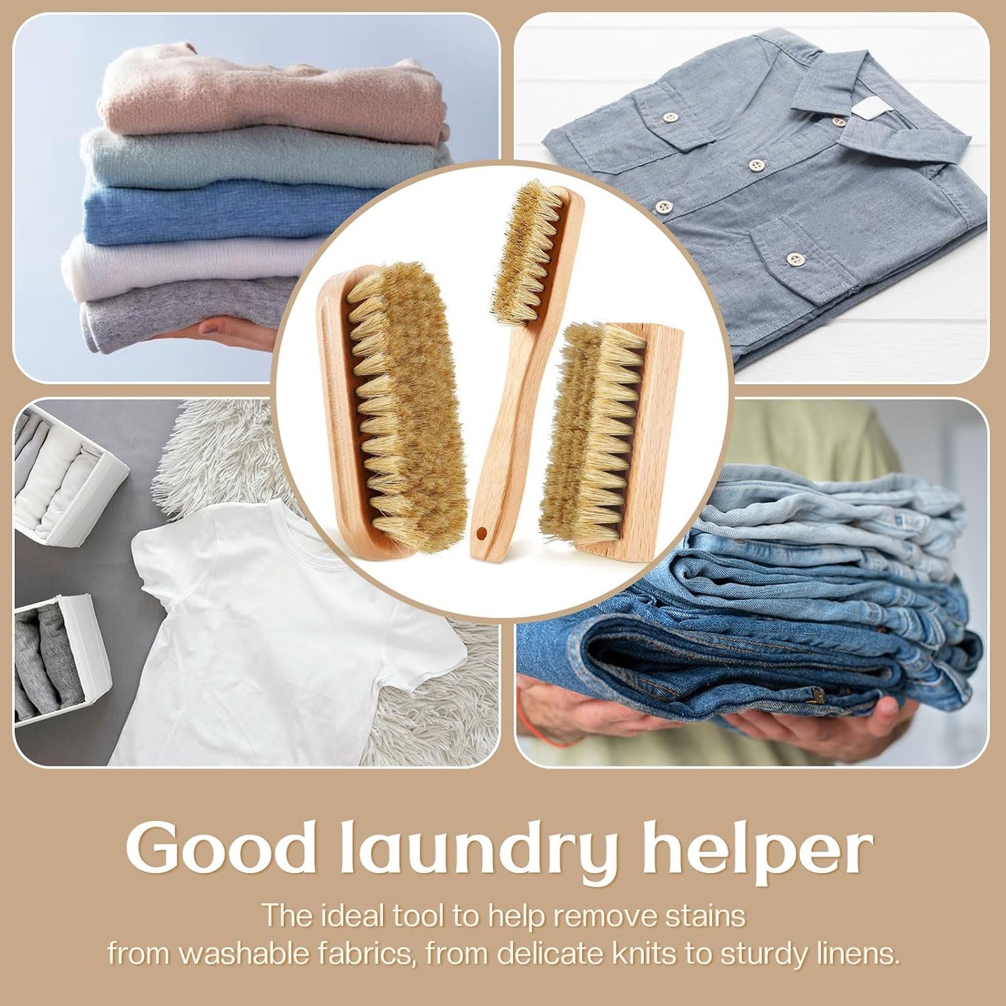 3 Pcs Wood Laundry Stain Brush Stain Remover Brushes with Boar Bristle Small Stain Brush for Clothes for Scrubbing Stains from Furniture Fabric Leather(3 Pcs C)