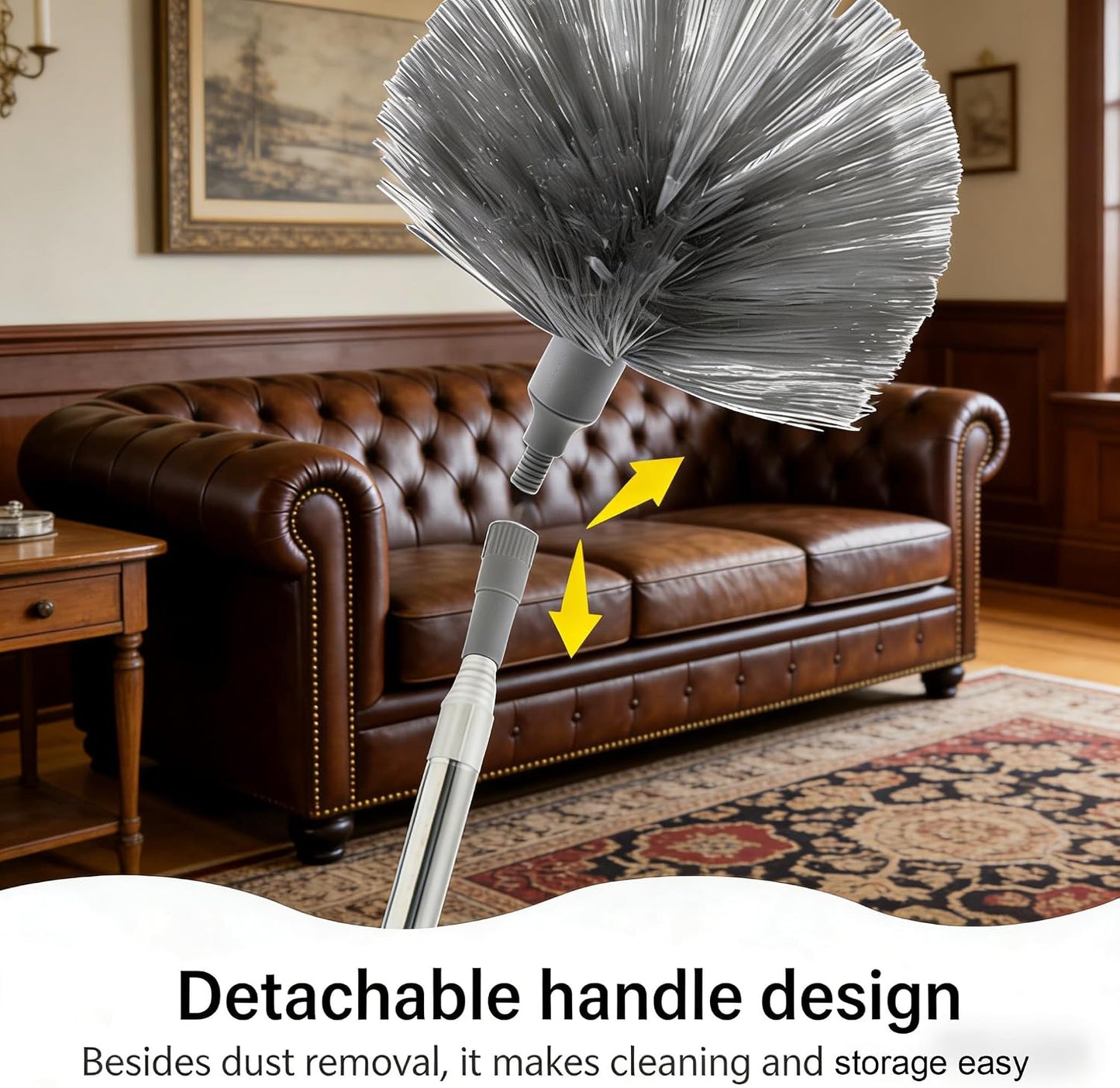 Washable Cobweb Duster Kit with Telescoping Aluminum Pole | Includes 2 Duster Heads & Corner Brush for High Ceilings, Fans, and Hard-to-Reach Areas