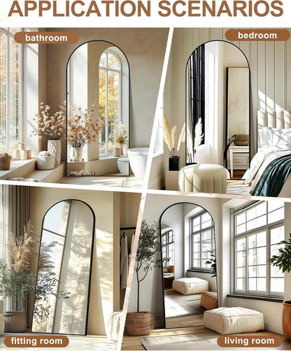Delma Arched Mirror Full Length,Standing Mirror Full Body,Large Floor with Stand for Wall Entryway Door Bedroom Bathroom Living Room