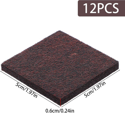 12Pcs 2x2 Inch Square Felt Furniture Pads, Self Adhesive Cuttable Anti Scratch Floor Protectors for Hardwood Floors, Brown
