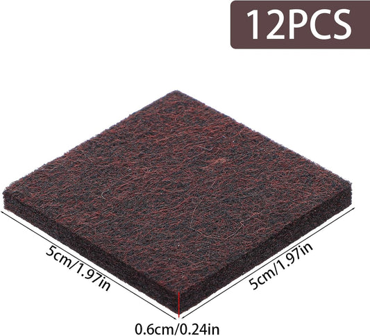 12Pcs 2x2 Inch Square Felt Furniture Pads, Self Adhesive Cuttable Anti Scratch Floor Protectors for Hardwood Floors, Brown