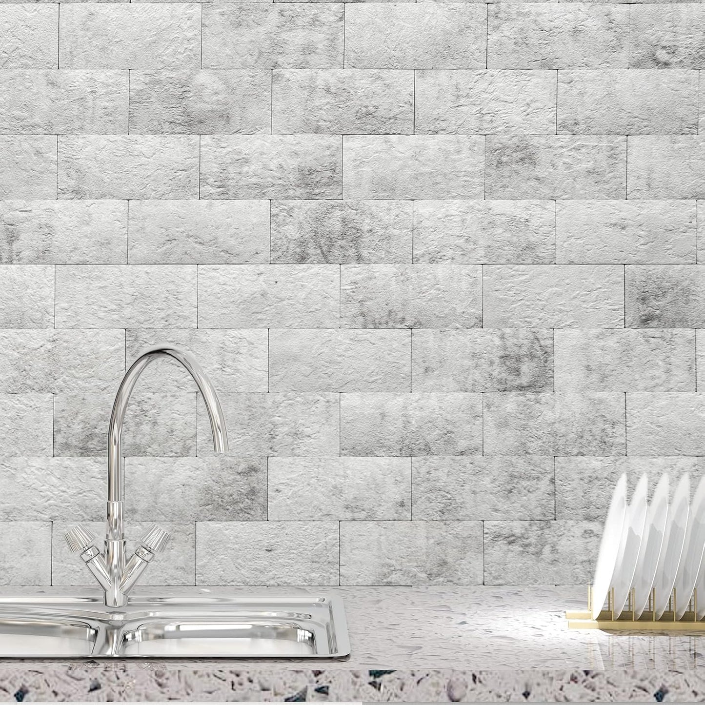 Art3d 10-Pack Peel and Stick Wall Tile for Backsplash, Stick on Stone Tile for Kitchen Bathroom Fireplace Vanitity in Stone Beige