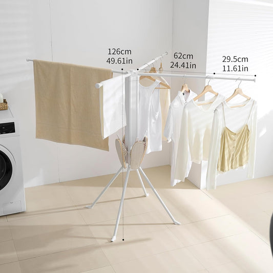 RFOUO Wall Mounted Clothes Drying Rack Tripod,Foldable Drying Rack,Wall Mounted Dryer Rack Clothing,Over The Door Drying Rack for Laundry Bedroom Household Aluminium