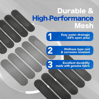 Window Weep Hole Covers, 20 Pack Screen Patch Repair Kit, Black Polyester Fine Mesh with Strong Adhesive for Sliding Windows & Doors, Water Drainage, Keeps Out Debris (2.6" x 0.63")