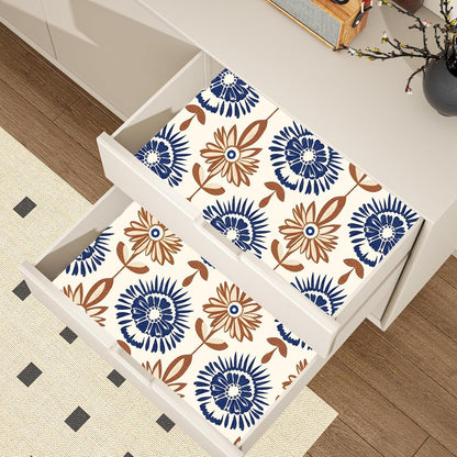 BOKEBEVE Leaves Contact Paper Floral Wallpaper Stick and Peel Boho Damask Wall Paper for Liner Drawer Cabinet Backsplash Renter Friendly Waterproof 17.5 x 118In