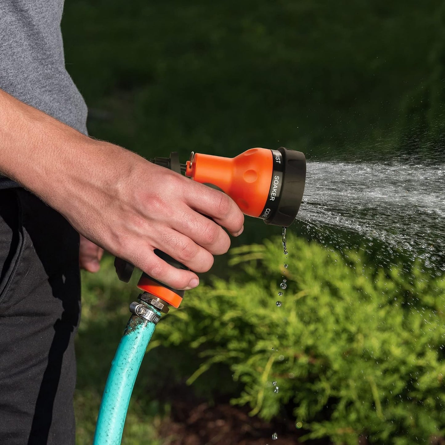 AUTOMAN Garden Hose Nozzle - 2 Pack, 100% Metal High Pressure Spray Nozzle, Labor-Saving Design, Heavy Duty for Garden Watering, Car Washing, Window Cleaning, Pets Bathing