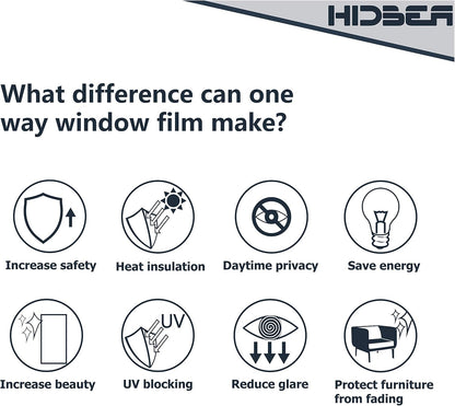 HIDBEA Frosted Window Privacy Film - Non Adhesive Static Cling Glass Stickers Sun UV Blocking Heat Control Door Covering Decals for Home Office, 23.6 x 78.7 Inch