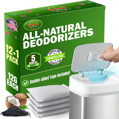 Green Piece® 24 Pack Overstuffed All-Natural Diaper Pail Deodorizer | Activated Charcoal Air Purifier Compatible with Diaper Pails, Shoe Closets, Trash Cans, Pets - Made in The USA by Green Piece