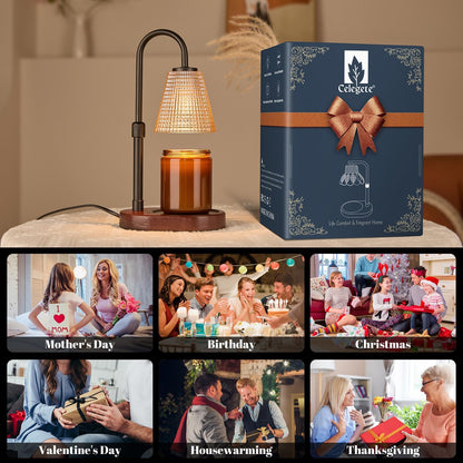 Candle Warmer Lamp,with Timer & Dimmer(3Bulbs),Candle Lamp Warmer Height Adjustable,Gifts for New Home,House Warming Gift,Birthday Gifts for Women/Daughter/Mom/Friend-Black
