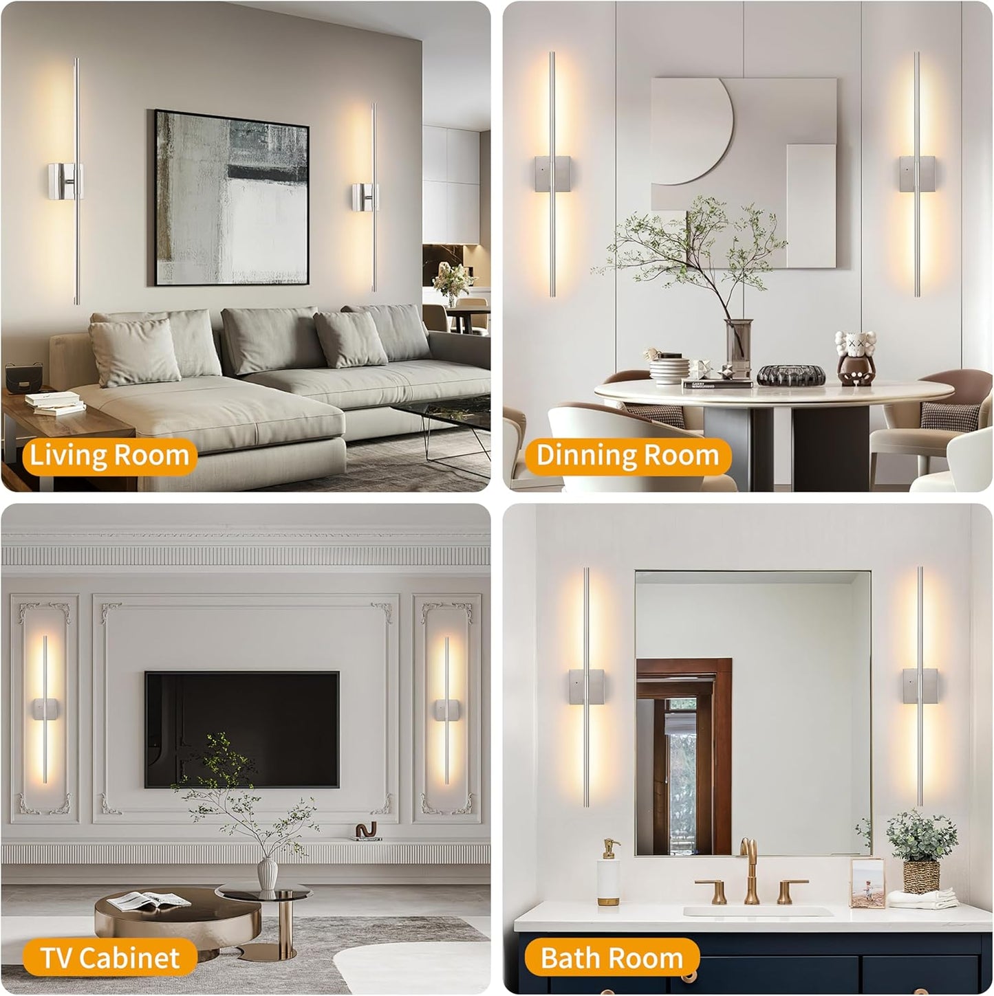 Morauroral Battery Operated Wall Sconces Set of 2, 10000mAh Rechargeable Sconces, 3000K-6000K Dimmable LED Wall Lamp with Remote, 24 Inch Black Gold Wireless Wall Lights for Bedroom, Living Room