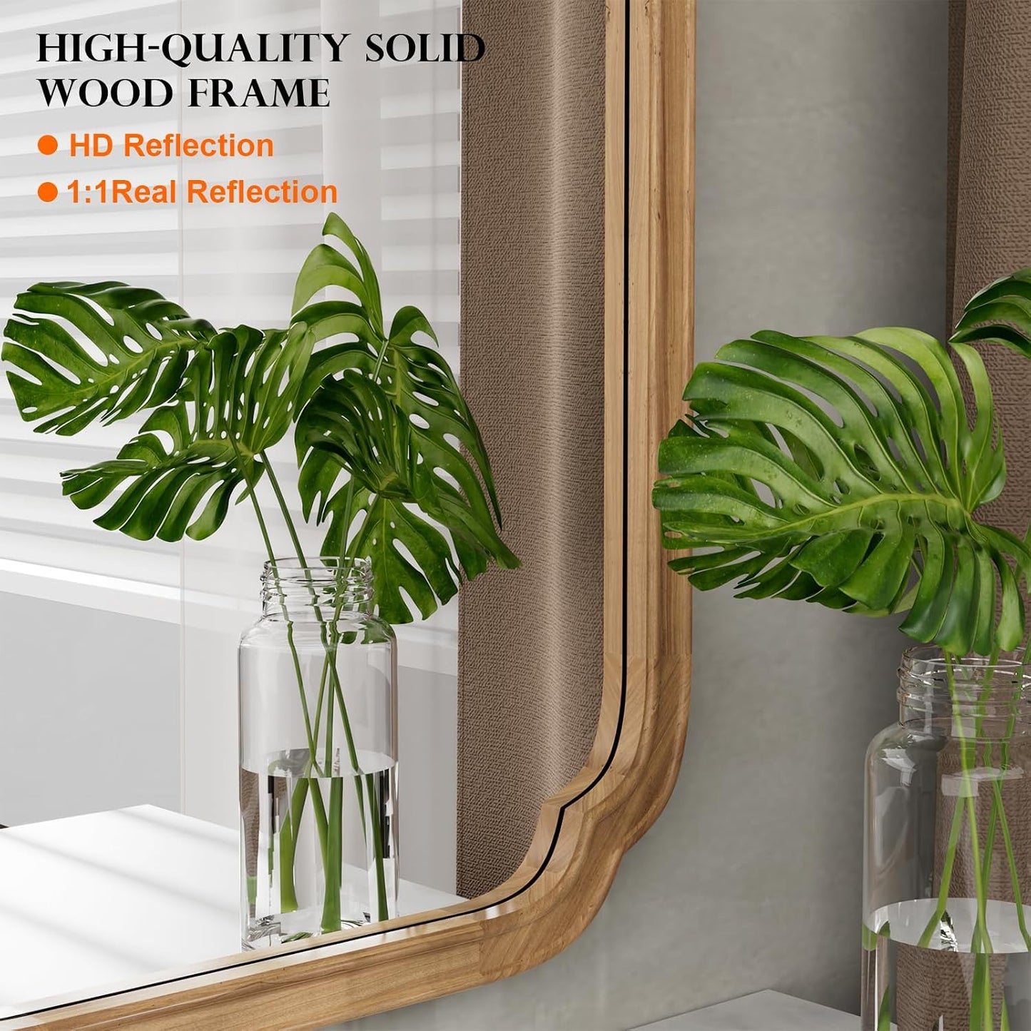 WallBeyond Full Length Mirror Wall Mounted 65"x22", Rustic Wooden Frame Floor Mirror, Large Full Body Mirror for Bedroom, Leaning or Hanging Against Wall, Natural