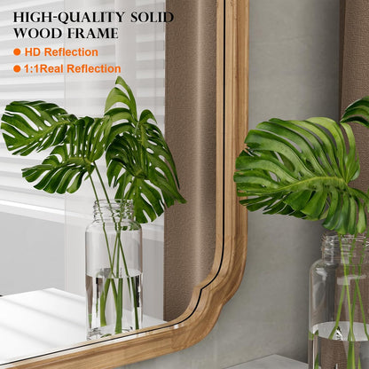 WallBeyond Full Length Mirror Wall Mounted 65"x22", Rustic Wooden Frame Floor Mirror, Large Full Body Mirror for Bedroom, Leaning or Hanging Against Wall, Natural